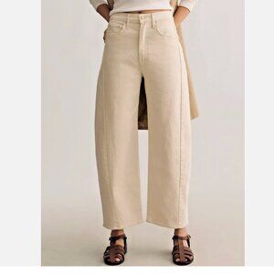 MOTHER Denim The Half Pipe High Waist Ankle Barrel Jeans Act Natural Ecru 28 EUC